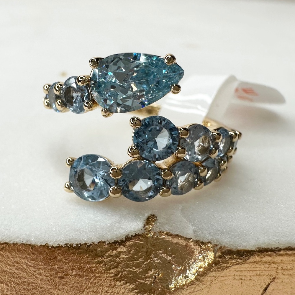 Bomb Party March Run Away With Me Aquamarine Ring RG17147 NWT Size 6